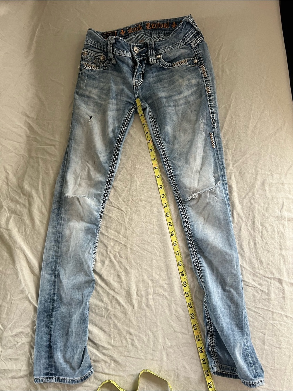 Rock Revival Celine Straight Jeans Women’s Size 26 Distressed Embellished - Picture 9 of 9